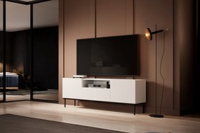 Szafka RTV z szufladą Nicole 150 cm - biały mat / czarne nóżki