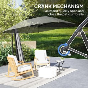 Outsunny Parasol Cantilever Alu Ø 260 cm, Wodoodporny z Podstawą, Korbką, Ciemnoszary