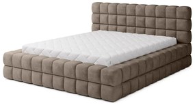 Jasnobrązowe tapicerowane łóżko dwuosobowe ze schowkiem ze stelażem 160x200 cm Dizzle – ELTAP