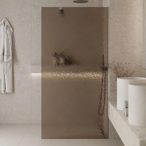 Ścianka prysznicowa WALK IN FIX artystyczna prostokątna brązowa 8 mm Arte Frozen Classic Brown MASSI | Różne rozmiary : Kolor profili kabiny - czarny, Szerokość ścianki - 110 cm , Typ montażu - WALK in FIX (Do ściany)