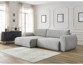 Jasnoszary sztruksowy rozkładany narożnik (lewostronny) Lucien – Bobochic Paris