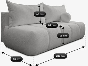 Sofa z Funkcją Spania SARIA Szara Boucle Nowoczesna