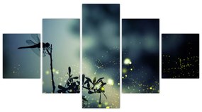 Obraz - Ważka w błyszczącej nocy (125x70 cm)