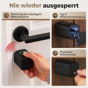 HOMCOM Inteligentny cylinder drzwiowy, 5 w 1 z odciskiem palca, kodem, aplikacją, kartą NFC i kluczem, współdzielony dostęp, cylinder Bluetooth | Aosom PL