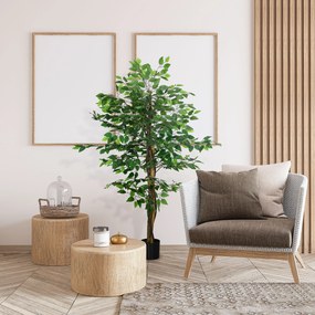 HOMCOM Sztuczny Ficus w Doniczce, Naturalny Wygląd, 150 cm Wysokości, Zielony