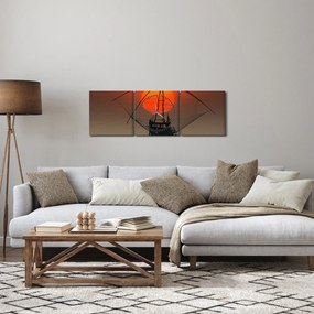 Obraz - Wschód słońca, jezioro Pakpra (z zegarem) (90x30 cm)