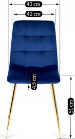Krzesło Tapicerowane do Salonu YORK Granatowe Welurowe Nowoczesne Glamour