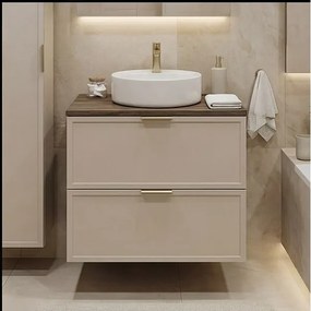 Szafka pod Umywalkę z Blatem 80cm Fronty Ramka Dąb Orzech / Kaszmir Roma