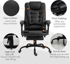 Vinsetto Fotel z masażerem i Podnóżkiem Regulowany z Poduszką na Plecy Komfort i Relaks Czarny | Aosom PL