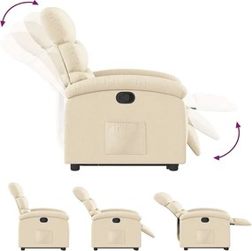 Fotel Relaksacyjny Kremowy z Funkcją Elektrycznego Podnoszenia