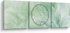 Obraz - Zielony kwiat (z zegarem) (90x30 cm)