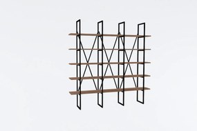 Regał na książki – 160 x 160 x 26 cm – sosna czarna i atlantycka – płyta wiórowa pokryta melaminą, rama metalowa