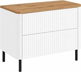 Szafka łazienkowa 80, Biały, blat dąb craft, nogi czarne, 80,8 x 44,2 x 65 cm