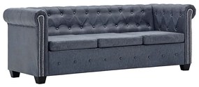 Trzyosobowa sofa Charlotte 3Q w stylu Chesterfield - szara