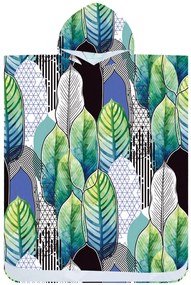Ponczo plażowe FEATHER zielono-niebieskie 80x145 cm