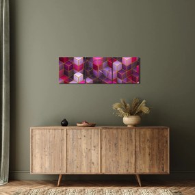 Obraz fioletowych kostek (z zegarem) (90x30 cm)
