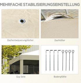 Outsunny Pawilon składany, regulowana wysokość, zasłony z siatki, torba transportowa, stelaż stalowy, 3 x 3 x 3 m, Beżowy