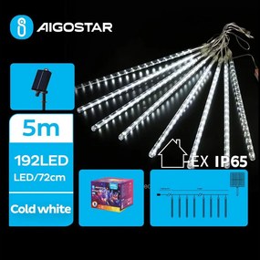 Aigostar - Solarny łańcuch świetlny 192 diod LED/8 m IP65 zimna biel