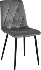 Ciemnoszare krzesło do kuchni LIBRA aksamitne z czarnymi nogami