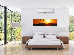 Obraz ptaków o zachodzie słońca (170x50 cm)