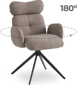 Krzesło Tapicerowane Obrotowe ALVARO Brązowe Nowoczesne
