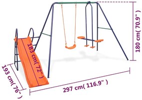Zestaw huśtawki ogrodowej ze zjeżdżalnią M2-F16