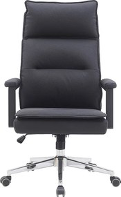 Fotel biurowy - obrotowy i regulowany na wysokość - skóra ekologiczna - czarny - WILLYEM