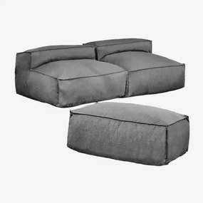 Modułowa Sofa Ogrodowa 2-częściowa Z Pufem Dojans Szary Granit - Sklum