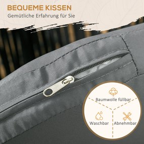 Outsunny Krzesła Ogrodowe, 2 szt., Design Boho, Poduszki na Siedzisko i Oparcie, Wygodna Powierzchnia Siedziska, Rama Metalowa, Czarny