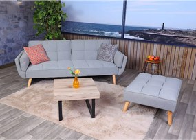 Sofa rozkładana MCW-K18,  tkanina/tekstylia jasnoszary