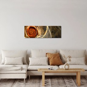 Obraz - Abstrakcyjne róże w ognistych kolorach (z zegarem) (90x30 cm)
