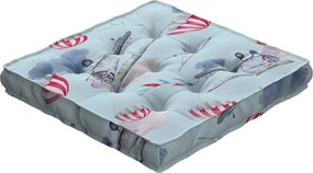 Poduszka na krzesło Kuba kolor niebieski tkanina wzorzysta