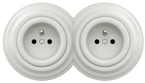 Kliklap - Podwójne retro gniazdo z ramką 230V białe