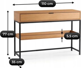 Konsola do Przedpokoju RUBY 100 cm z Półką Dąb/Czarny Loft