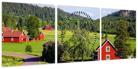 Obraz wsi (z zegarem) (90x30 cm)