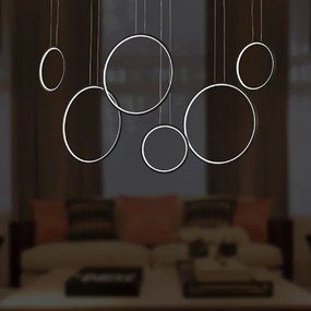 Szeroka lampa wisząca do salonu Ledowe Okręgi No.8 w stylu designerskim czarna