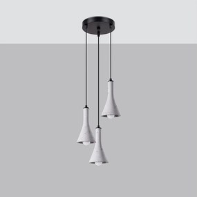 Lampy wiszące nowoczesny Lum, beton - 3 źródło światła 4000K - L.27 x H.115 cm - szary