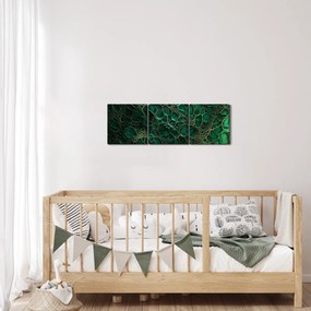 Obraz - Zielony mikroskopowy obraz (z zegarem) (90x30 cm)