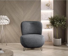 Fotel LUIS skandynawski wolnostojący na metalowych nogach w tkaninie NOW OR NEVER 100