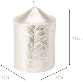 Świeca ozdobna z metalicznym wzorem, 7 x 10 cm