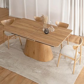 Stół Rozkładany Prostokątny LIZBONA 160-200 cm Ceramiczny Dąb do Jadalni Nowoczesny