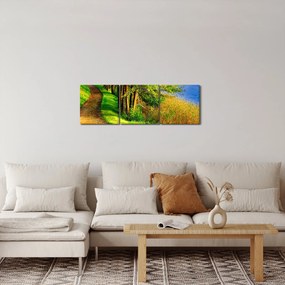 Obraz szlaku wzdłuż wody (z zegarem) (90x30 cm)