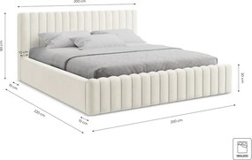 Ciemnozielone tapicerowane łóżko dwuosobowe ze schowkiem ze stelażem 180x200 cm Lemi – Makamii