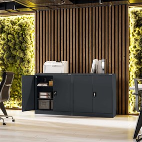 Szafka stalowa do biura BEATA, 900 x 930 x 400 mm, antracytowa