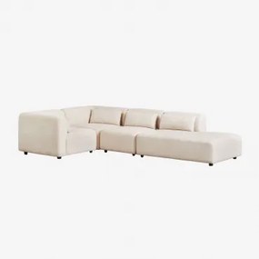 Sofa Modułowy Narożny 4-częściowy Z Prawym Szezlongiem Fogler Sztruks Beż Lniany - Sklum