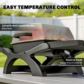 Outsunny Grill Stołowy Elektryczny 2300 W 23x71 cm Przenośny z Emaliowanymi Rusztami i Tacką na Tłuszcz | Aosom PL