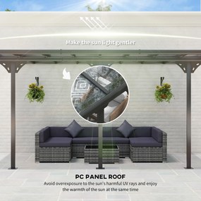 Outsunny Pergola aluminiowa, altana ogrodowa 4,35 x 3,02 m, regulowana wysokość 225-270cm, ochrona przed słońcem, aluminium, PC, szary  | Aosom PL