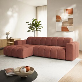 Masseno Narożnik SETIA Lewostronny L-Kształtny, Nowoczesna Sofa narożna, Tkanina Strukturalna - Ceglasty, ARAGON 59
