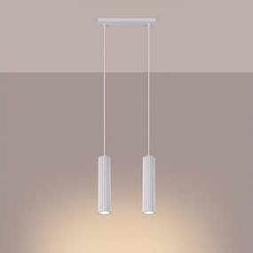 Lampa wisząca minimalistyczny Gloow, aluminium - 2 źródło światła 3000K - L.30 x H.90 cm - biały