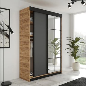 Szafa Przesuwna LAMARO 138 Dąb Craft/Grafit